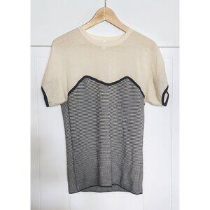 Sita Murt Sheer Black and Cream Knit Top Size L